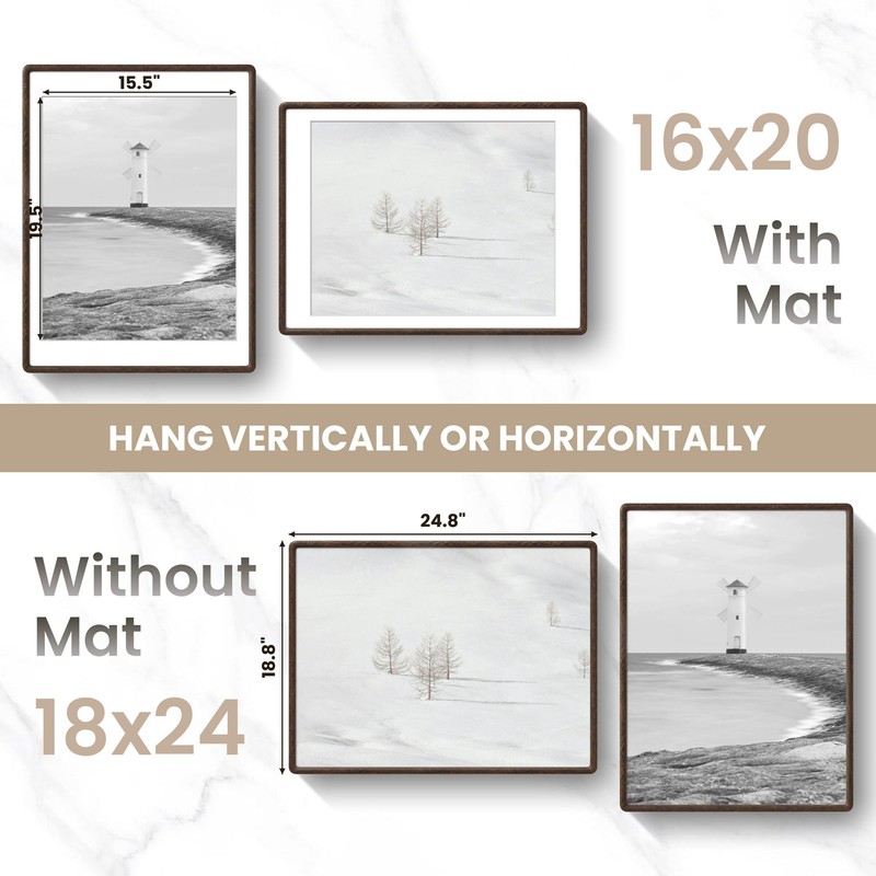 18x24 Picture Frame, Large Rustic Poster Frame 18"x24", matted to