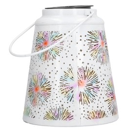 Outdoor Solar Lamp Wrought Iron Hanging LED Light with Firework Painting Garden Landscape Decoration