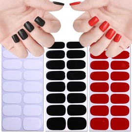 8Sheets Solid Color Nail Stickers - Semi Cured Gel Nail Strips Stickers Self Adhesive Multicolored Gel Nail Stickers with Nail File Nail Strips Full Wrap Nail Polish Stickers for Women Nail Decoration