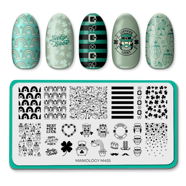 Maniology Lucky Shamrock Nail Stamping Plate, St Patrick's Day Design