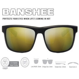 Vortex Optics Banshee Sunglasses | UV Protection, Polarized, Ballistic Tested | Unconditional, Unlimited Warranty (Black Frame - Amber Lens/Gold Mirror)