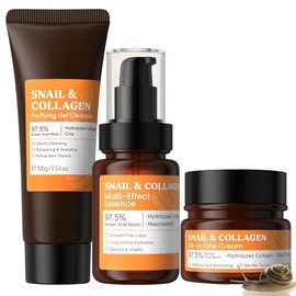 Snail Collagen Skincare Set, Snail Collagen Skin Care Gift Sets & Kits, Snail Collagen Skin Care Kit For Women, Facial Kit With Cleanser, Cream - 3PCS