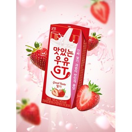 Delicious Milk GT Sterilized Strawberry 180ml / 맛있는우유GT 멸균 딸기 180ml X 24팩