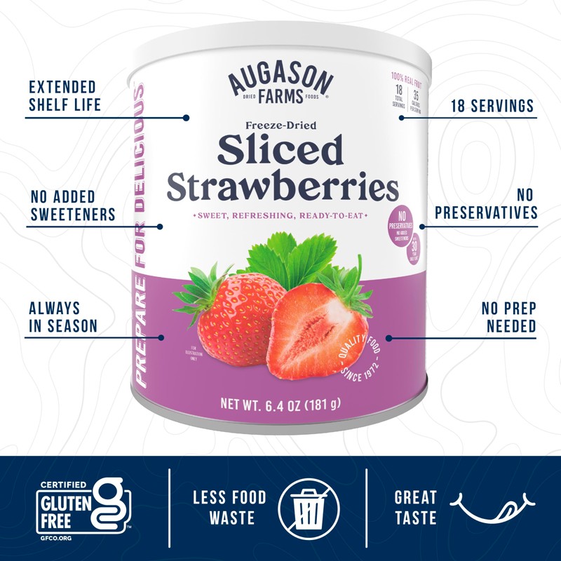 Augason Farms Freeze Dried Sliced Strawberries Can - Gluten Free