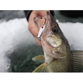 Northland Tackle Tungsten Buck-Shot Rattle Spoon, Fast-Sinking Ice Fishing Spoon with Loud Brass Rattle, Purple Racecar, 1/4 Oz