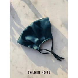 GOLDEN HOUR Silk Satin Face Mask | Sensitive Skin Face Mask | Hypoallergenic Face Mask | Adjustable Face Mask | Silk Face Mask Washable UK (Single, Teal)