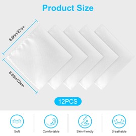 URAQT Men's Pocket Square Pack of 12 White Fabric Handkerchiefs, Small Handkerchiefs, Cavalier Handkerchiefs, Size 22 x 22 cm (W)