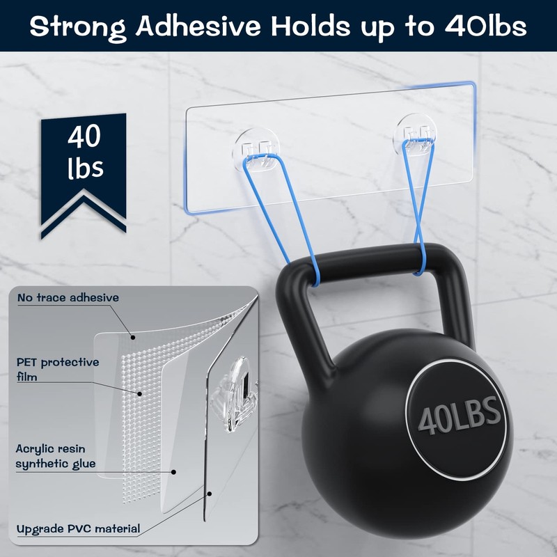 AKTECKE Shower Caddy Adhesive Replacement, No Drilling Transparent Adhesive Wall