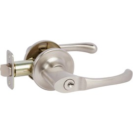 Delaney Callan Hardware Newport Entry Door Lock, Fits 1-3/8 to 1-3/4 in. Thick, Satin Nickel Finish – Reversible Left/Right-Handed Front & Garage Door Lever – Easy to Install Lock