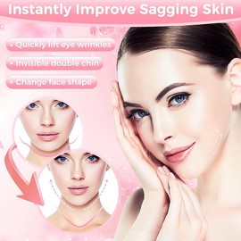 Face Lift Tape Invisible 60Pcs with 8 ropes,Face Tape Lifting Invisible with String, Bands,Face Lifter Tape for Makeup,Lifting Sagging Skin,Wrinkles,Neck,Eyes and Brows,Double Chin,Anti-Wrinkle