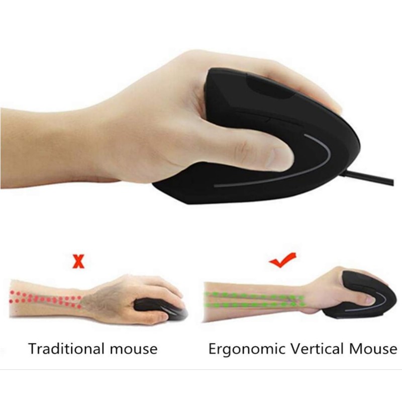 Ergonomic Mouse Left Hand,Vertical USB Wired Mouse Left-Handed Mice,3 Adjustable