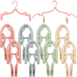 Fogman Folding Hangers for Travel, Portable, Compact, Adults, Kids, Clips, Set of 8 (With Clips)