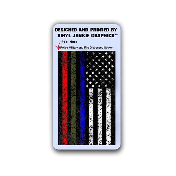 Police Military and Fire Thin Line Distressed USA Flag Decal