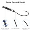Luroad Pack of 10 Rotate Fishing Rig Hooks, Swivel Fishing