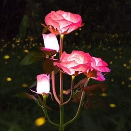 Outdoor Solar Garden Stake Lights, Outdoor Decorative Rose Flowers Lights Waterproof Solar Powered for Patio, Lawn, Garden, Yard Decoration Gift