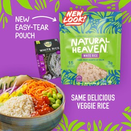 Natural Heaven White Rice, Hearts of Palm, 3-Pack – Naturally Rich in Potassium, Low-Calorie Veggie Rice, Keto & Gluten-Free Food, Vegan, 9 Oz Ea