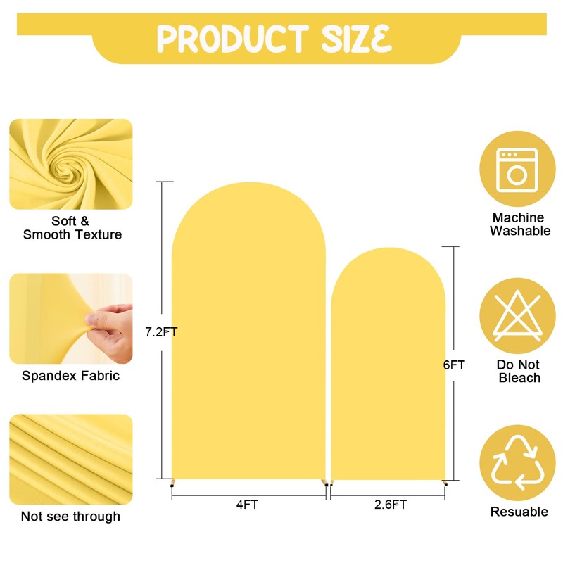 Yellow Arch Backdrop Covers - 7.2FT, 6FT Spandex Fitted Wedding