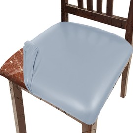 Lufyzora Dining Chair Seat Covers Set of 4, PU Leather Kitchen Chair Seat Covers Stretch Waterproof Dining Room Chair Cover for Kitchen/Dining Room/Hotel, Tasteless seat covers for chairs (Grey 4 PCS)