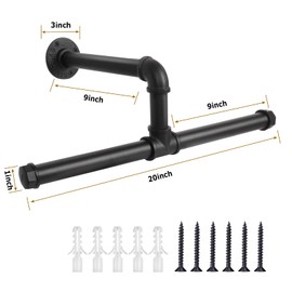 Minicoco Wall Mounted Industrial Pipe Clothes Rail Iron Garment Hanging Rack Rustic State Metal Towel Hanging T-Bar Detachable Wall Mounted Clothes Rack Multi-purpose Hanging Rod Towel Holder Hanger
