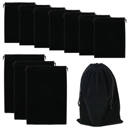 Saihisday 10Packed Silver Storage Bags, Anti-Tarnish Jewelry Storage Bags, Fabric Cloth Bags for Silver Jewelry Silverware Protection(Black)