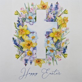 Set of 8 Christian Easter Cards – Religious Greeting Cards with Cross & Spring Flowers – Includes Envelopes – Premium 210GSM Cardstock – 12 x 12 cm – Happy Easter Cards for Friends & Family