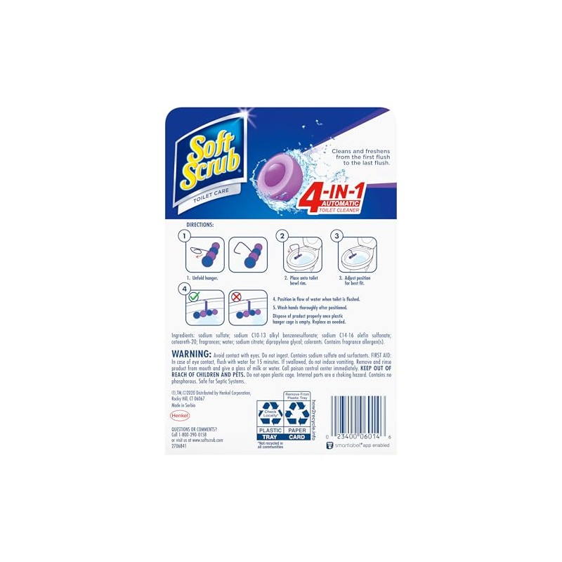 Soft Scrub 4-In-1 Rim Hanger Toilet Bowl Cleaner, Lavender, 2