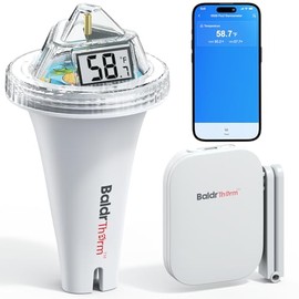 BaldrTherm - Termómetro inalámbrico para piscina con visualización LCD de 360, monitoreo remoto a través de la aplicación, IPX7 impermeable, sensor...