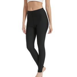 Tesuwel Womens Swim Pants Long High Waist Swim Leggings for Women Swimwear Surf Water Swimming Leggings Sun Protection UV Leggings Ladies Rash Guard Swim Tights Fast Dry Lightweight 129 Black 3XL