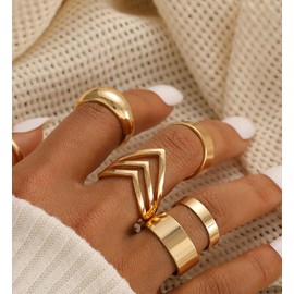 iF YOU 25 Pcs Gold Knuckle Rings Set for Women, Vintage Boho Stackable Finger Midi Rings, Simple Stacking Cute Rings Pack Trendy Stuff Jewelry Gift (25 Gold chunky-size 4-9)