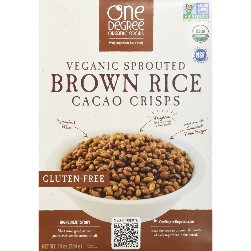 One Degree Organic Foods Sprouted Brown Rice Cacao Crisp, 10