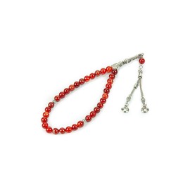 ihvan online, Islamic Prayer Beads (8 mm - 33 Beads), Natural Stone Muslim Prayer Bead, Daily Dhikr Tasbeeh, Subha Tasbih Gift for Ramadan Hajj Umrah, Agate Stone, Orange
