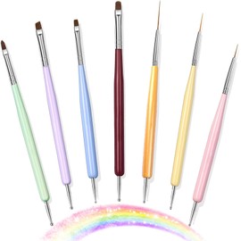 7PCS Nail Art Brushes, Nail Design Painting Brush Set with Nail Polish Brush, Nail Liner Brush, Nail Extension Gel Brush, Builder Nail Gel Brush, and Multi-Size Dotting Pens for DIY Nail Art
