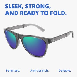 Foldies Remix Folding Sunglasses Polarized, UV400, UVA, UVB Protection for Men Women, Folding Sunglasses Leather Case