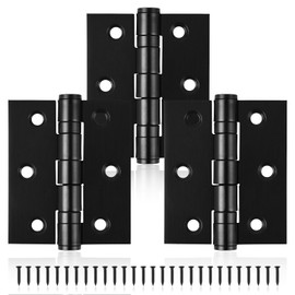 MOZCORN 3in Ball Bearing Door Hinges 3 Pack, Small Black Heavy Duty Stainless Steel Hinges for Interior Exterior Doors, with Stainless Steel Screws, Max Loading 100LBs/Set, Black Matte