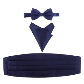 BESPORTBLE Cummerbund Handkerchief Cummerbunds Squares - 3pcs Bow Ties Cummerbund for Men Bow Tie and Cummerbund Set Men's Cummerbund Bow Tie Set Cummerbund for Men Blue