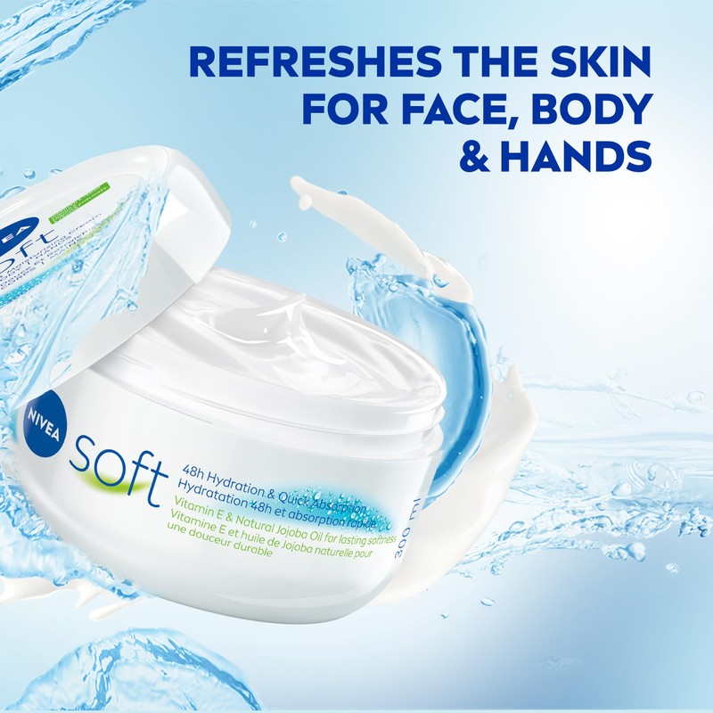 NIVEA Soft All-Purpose Moisturizing Cream, Face, Hand and Body Cream,