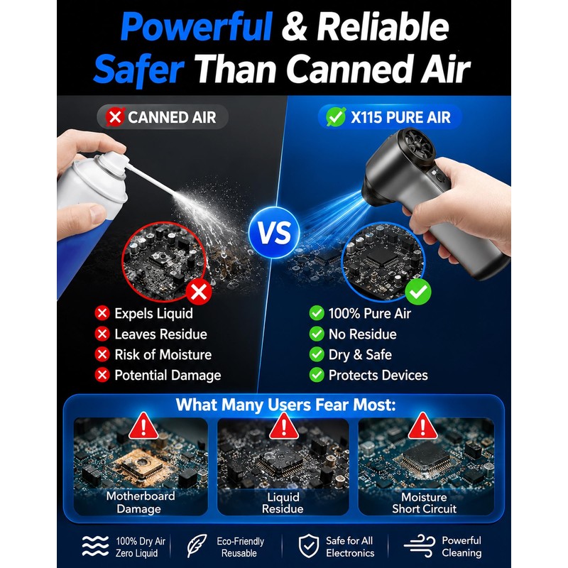 Compressed Air Duster 180000RPM – Super Power Cordless Electric Air