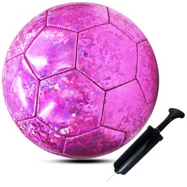 ABAJI Soccer Ball Size 3 4 5 Shiny Pattern Soft Leather Practice Training Gift Soccerball for Boys Girls Come with Pump Needle