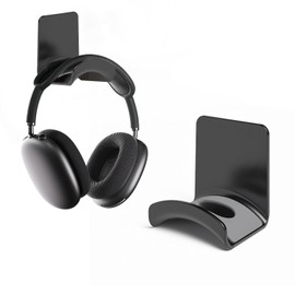 wigmoa S-T8 Kompakter Kopfhörerständer für Untertisch-Headset, Wandhalterung mit sicherem Klebehaken, kompatibel mit Airpods Max und den meisten Kopfhörern/Controllern (Schwarz/Wandhalterung)