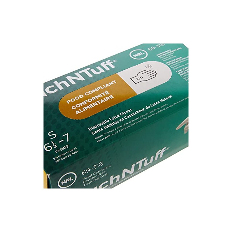 Ansell Touch N Tuff 92-500 Nitrile Glove, Chemical Resistant, Powdered,