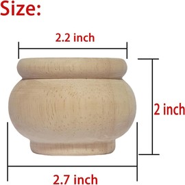 Btibpse 2 Inch Wooden Furniture Legs, Solid Wood Unpainted Replacement Furniture Legs, Cabinet Legs/Desk/Sofa/Bookcase Bun Feet, DIY Wooden Round Legs with Mounting Plate & Screws Set of 4 (2 Inch)