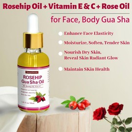 Paquete De 3 Aceites Faciales Gua Sha Para Mujer, Aceite Facial Orgánico De Rosa Mosqueta, Hidratante Con Infusión De Rosa, Vitaminas E Y C, Restaurador Y Rejuvenecedor, Aceite Facial