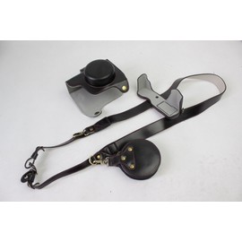 EM10 Mark III Case, BolinUS PU Handmade Leather FullBody Camera Case Bag Cover for Olympus OM-D E-M10 Mark III with 14-42mm lens Bottom Opening Version + Neck Strap + Mini Storage Bag - Black