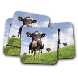 4 Set - Dairy Cow Coaster - Friesian Cattle Farm Farmer Funny Dad #15595