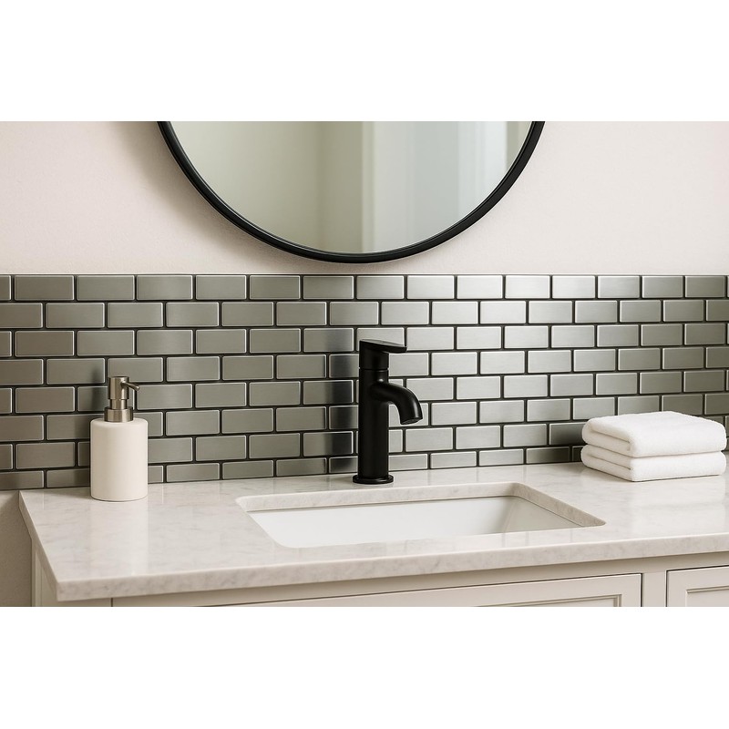 Vogue T Brushed Stainless Steel Brick Mosaic Tile 2x4 Subway