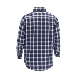 BOCOMAL FR Shirts for Men(Navy/White) Flame Resistant/Fire Retardant Plaid Shirt 7oz Men's Welding Shirt