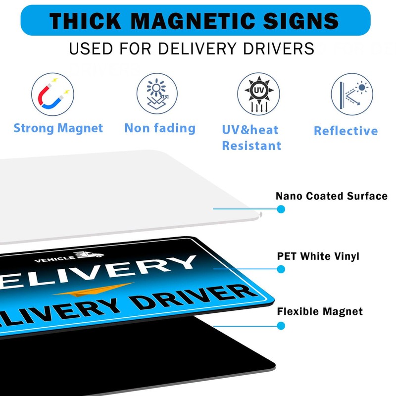 Delivery Driver Magnet for Car - 3-Pack Frequent Stops Removable