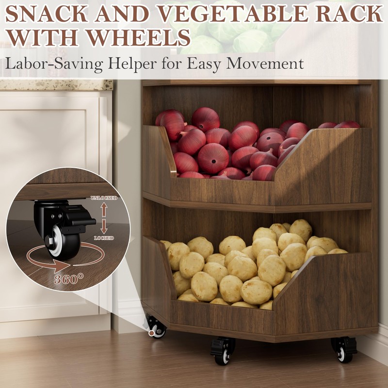 4-Tier Corner Fruit and Vegetable Storage Rack Snack Rack