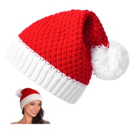 Knitted Christmas Hat, Knitted Christmas Hat for Adults, Red Knitted Christmas Hat, Soft Knitted Christmas Hat, Same Style for Men and Women, Suitable for Christmas Parties