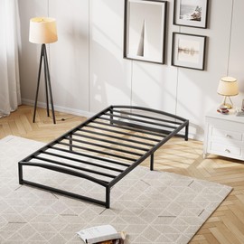 dainslef Low Bed Frame Twin Size, 10 Inch Heavy Duty Metal Platform Twin Bed Frame Low Profile, Mattress Foundation, No Box Spring Needed, Noise-Free, Non-Slip, Easy Assembly, Black